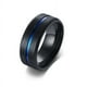 thumbnail image 3 of Anillos de hombre joyería de moda anillo de hombre de acero de titanio ranura entre acero inoxidable azul, 3 of 5