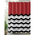 thumbnail image 2 of Shower Curtain Waterproof for Bathroom 72x72 Inch, Red Black Waves Bath Curtain for Bath Stalls and Tub Chevron Stripe Decorative Shower Curtains with Hooks, 2 of 8