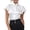 White, variant on Women's Silk Satin Button Down Shirts Ruffle Short Sleeve Collar Blouses 2026 Summer Business Casual Work Office Tops White M