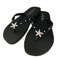 thumbnail image 2 of Crystal Rhinestone Starfish Flip Flops on Black Flat Sandals, 2 of 2