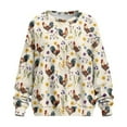 thumbnail image 4 of SCRAWLGOD Rooster Sunflower Floral Print Beige Crewneck Fall Sweatshirts for Women Trendy Women's Long Sleeve Pullover Tops with Pockets Fashion for Daily Wear, Spots, Office, 3XL, 4 of 7