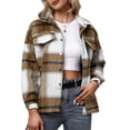 thumbnail image 1 of Abrigo de mujer estampado a cuadros cuello vuelto abotonado manga larga blusa suelta chaqueta inform Abanopi Amarillo/Extragrande, 1 of 7