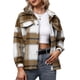 thumbnail image 1 of Abrigo de mujer Abrigo de mujer estampado a cuadros cuello vuelto abotonado manga larga blusa suelta chaqueta informal prendas de vestir 1 1, 1 of 5