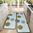 thumbnail image 4 of Geometric Flower and Dahlia Blue Anti Fatigue Kitchen Rugs Set Of 2, Non Slip Washable Decorative Floor Mats for Sink Laundry and Home Use, 17"x47", 4 of 5
