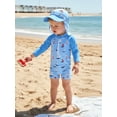 thumbnail image 6 of BemeyourBBs Toddlers Baby Boys 3 Piece Swimsuit Infant Bathing Suit Swim Shirt Trunk Shorts Set and Sun Hat Long Sleeve Shark Swimwear Sunsuit Newborn UPF 50+ Rash Guard, 6 of 9