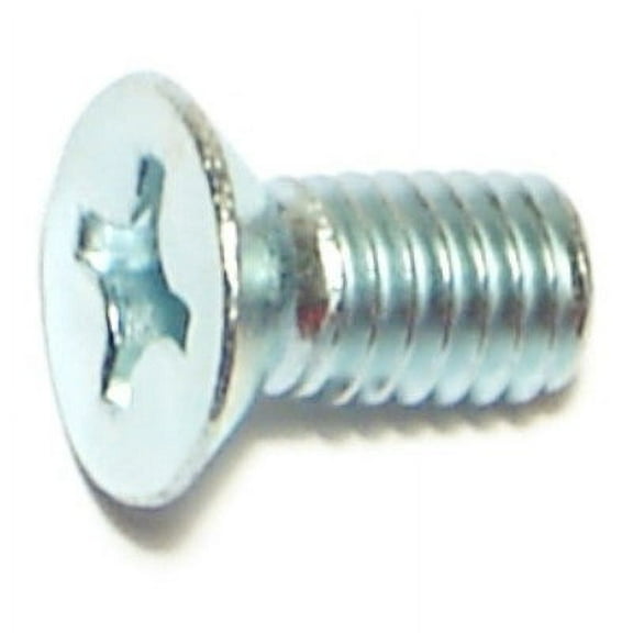 6mm-1.0 x 12mm Zinc Plated Class 4.8 Steel Coarse Thread Phillips Flat Head Machine Screws