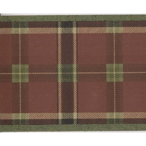 879061 Green & Burgundy Plaid Wallpaper Border CTY14501b