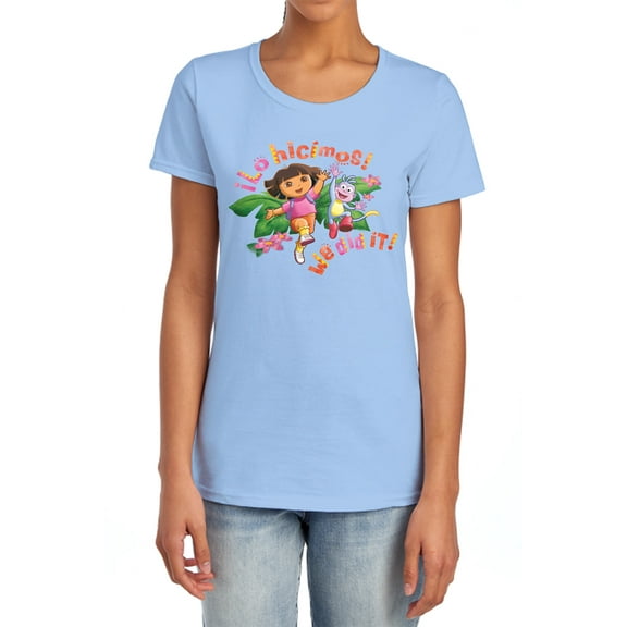 Popfunk Dora The Explorer Lo Hicimos! We Did It! Women's T Shirt, Light Blue, Small