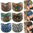 thumbnail image 3 of rygai Wide Sweat Absorbing Sports Headband Quick Drying Stretchy Women Bohemia Style Plaid Pattern Yoga Headwrap Hair Ties,Blue, 3 of 8