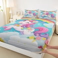 thumbnail image 3 of Castle Fairy Cute Unicorn Full Size Sheets 4-Piece for Kids Children Teens,Magical Horse Breathable Bed Sheets,Floral Flowers Rainbow Lightweight Sheet Sets,Breathable Home Decor, 3 of 7