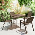thumbnail image 2 of Outsunny Outdoor Dining Chairs Set of 4, Stackable Metal Chairs, Dark Brown, 2 of 10
