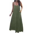 thumbnail image 1 of AherBiu Robes d'Été pour Femmes Sans Manches à Col en V Plongeant, Robes Maxi Fluides, Plage Bohème, Vacances, Longue Robe, 1 of 7