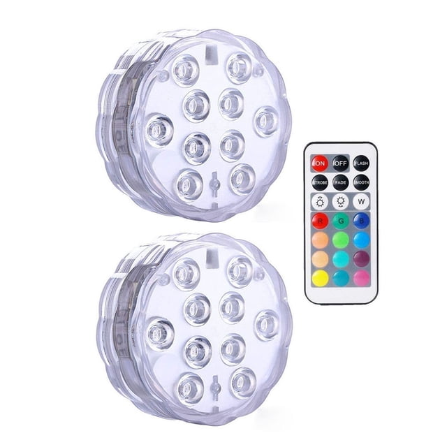 10leds RGB Submersible Light Underwater LED Night Light Swimming Pool Light For Outdoor Vase Fish Tank Pond Disco Wedding Party ,Easy to Install