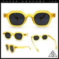 thumbnail image 3 of Trendy Retro Hipster Norncore Octagonal Keyhole Horn Rim Plastic Sunglasses Yellow - Black, 3 of 8