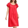 thumbnail image 2 of Puntoco Satin Nightgowns for Women Silk Nightgown Pleated Loose Night Shirts Short Sleeve Sleep Shirts, 2 of 7