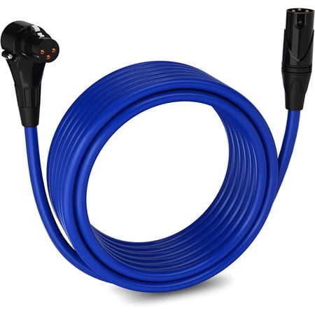 LyxPro 25 Feet XLR Cable, Right Angle Female to Male, 3 Pin Mic Cable, Blue