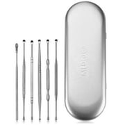 Ear Wax Removal Kit - 6 Piece Ear Cleansing Tool Set, Stainless Steel Ear Curette Earwax Removal Kit for Thorough Ear Cleaner with Spiral Spring Cleaner Pick Unclogger with Storage Case