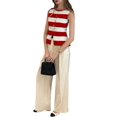 thumbnail image 3 of Women's Tank Tops Striped Sleeveless Button Front Knit Vest Summer Open Cardigan Red L, 3 of 9