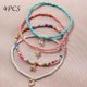 thumbnail image 4 of 4 piezas de cuentas bohemias multicapa tobillera colorida para mujer tobillera con colgante de luna y estrella pulsera de cuentas elástica para pie joyería de playa de verano, 4 of 5