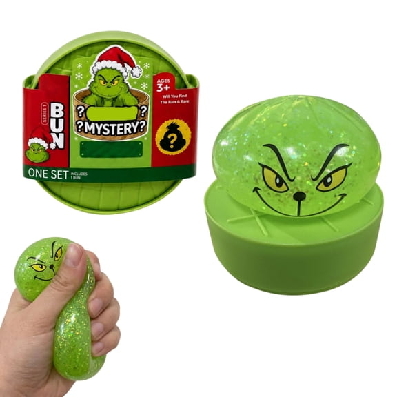 Glitter Dumpling Squishy Toy Christmas Green Monster Design Stress Relief Squeeze Ball Holiday Party Favor Stocking Stuffers