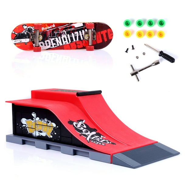 Amdohai Mini doigt planche à roulettes Skate Park Kit enfants lieu  combinaison planche à roulettes rampe piste jouet éducatif ensemble 