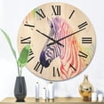 thumbnail image 2 of Designart 'Portrait of Rainbow Zebra On White' Farmhouse Wood Wall Clock, 2 of 5