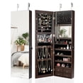 thumbnail image 1 of Giantex LED Strip Jewelry Armoire with Full Length Mirror and Large Storage Space, Brown, 1 of 8