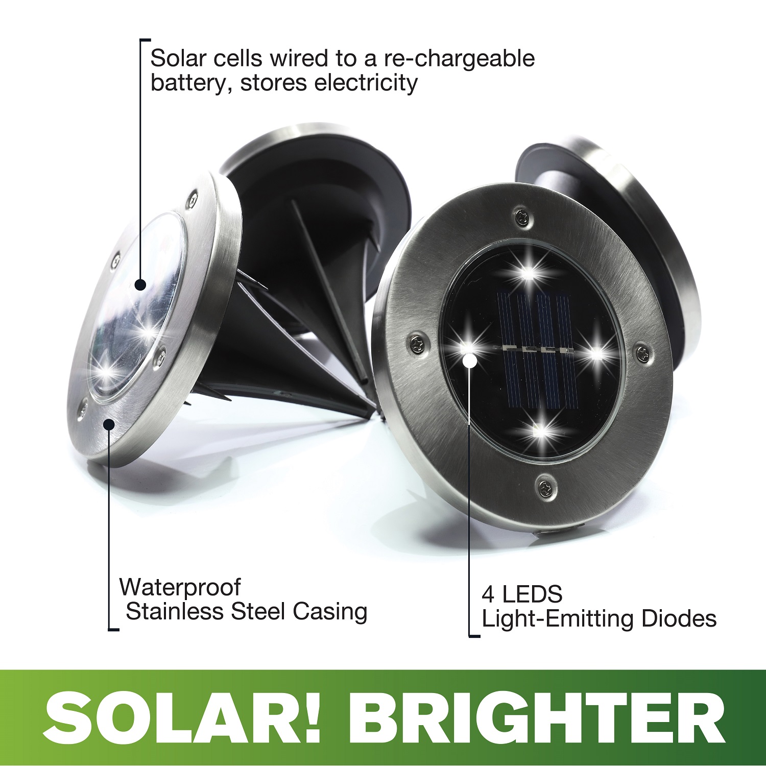 Bell Howell Disk Lights Weatherproof Solar Powered LED Outdoor Lights –  As Seen on TV! PACK