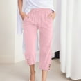 thumbnail image 2 of Button Pants For Women Wide Leg Casual Pants With Pockets Lightweight High Waisted Adjustable Tie Knot Loose Trousers Womens Casual Pants Drawstring Sweat Pants Women Casual plus Size Loose Pants for, 2 of 5