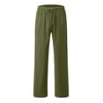 thumbnail image 6 of Mwjwdo Big Kids Boys Linen Blend Straight Pants, Solid Color with Large Pockets, Breathable Sports Casual Long Trousers Army Green 6 Years, 6 of 6