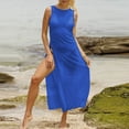 thumbnail image 2 of Kilaqueen Women's Sexy Sheer Mesh Long Cover up Dress High Split Drawstring Off Shoulder Bikini Long Dress, 2 of 6