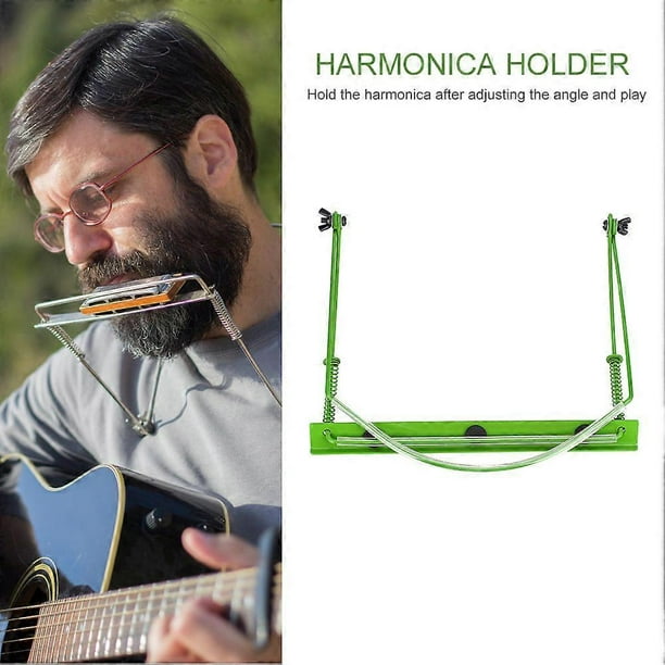 18cm Clip-on Harmonica Neck Holder for 24 Hole and 10 Hole Harmonica, Green