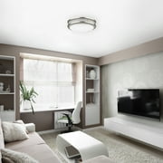 DYMOND 10 LED Ceiling Light Flush Mount Adjustable Color Temperature Dimmable Brushed Nickel Double Ring