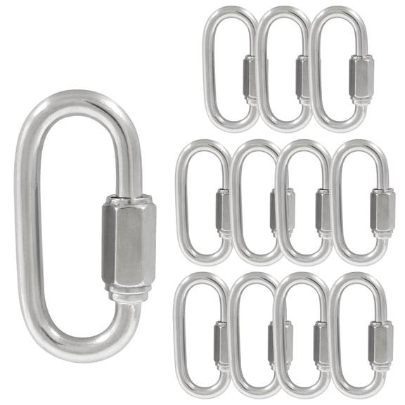 12Pcs Quick Links 1/4 Inch 304 Stainless Steel D Shape Locking Quick Connector, M6 Quick Link Chain Heavy Duty Durable Chain Connector - 873lbs Capacity