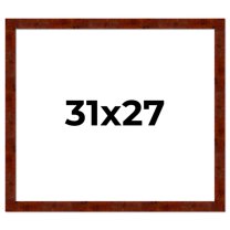 31x27 Walnut Brown Veneer Real Wood Picture Frame Width 1.75 inches | Interior Frame Depth 0.5