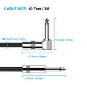 New Bee Guitar cable 10 ft Electronic Instrument Bass Amplifier cable 6.35mm plug Strong Right Angle/L-shape optional compatible effect/bass/electric guitar,Black