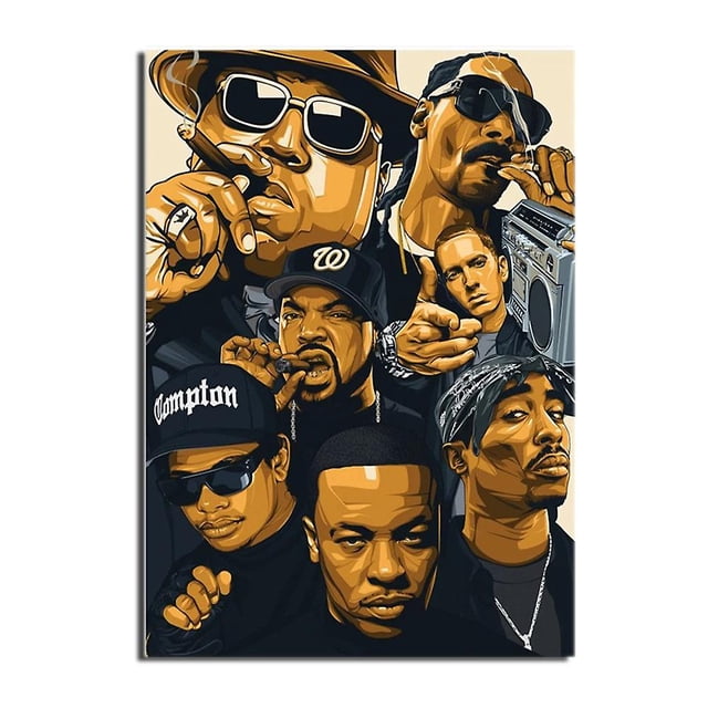 Pintura en lienzo, arte de pared, cantante de Hip Hop, rapero, impresiones de retratos, imágenes, decoración del hogar para sala de estar, carteles sin marco de imagen