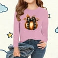 thumbnail image 2 of Thanksgiving Day Outfits Long Sleeve Cotton T-Shirts for Girls Pumpkin Plaid Printed Crewneck Fall Tops Tshirts (4-5 Years, Pink 07), 2 of 5