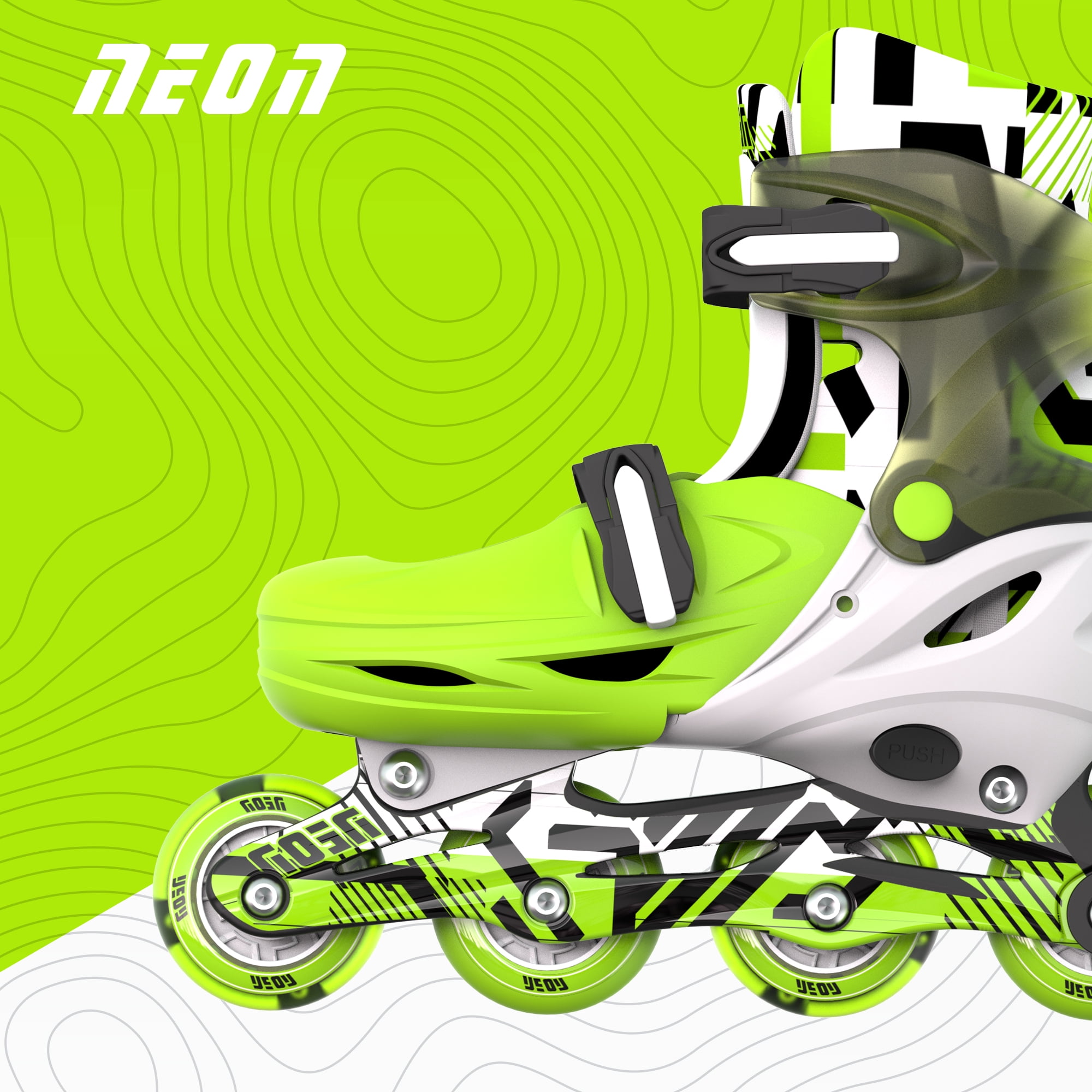 Yvolution Neon Kids Roller Skates Inline Size 12-2, One Pair, Skates for Boys and Girls, Green