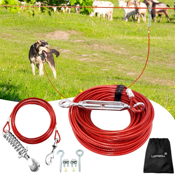 Dog Leads for Yard, Trolley Cable Tie Out for Dogs Zip Line 100 FT with