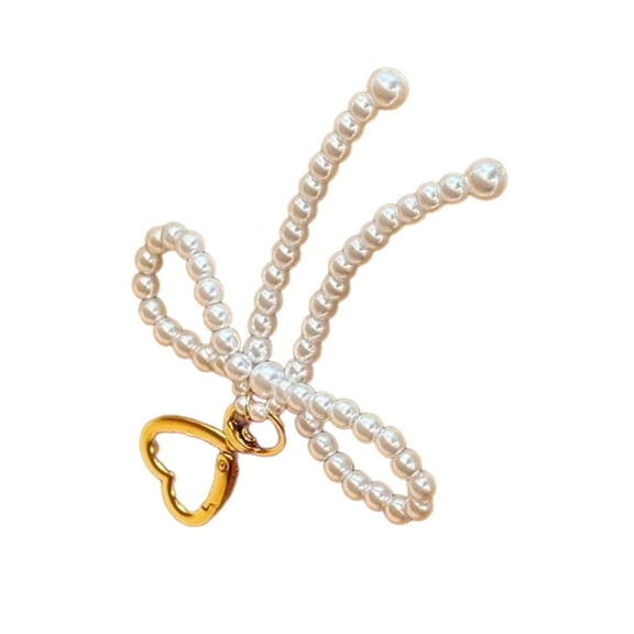 Bottone Fashion Pearl Bowknot Heart Keychain Pendant Fashion Hang1ng Ornament Pendant Keyring Backpack Decoration Charm Jewelry