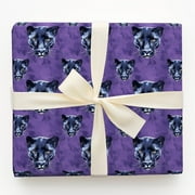 Black Panther Head Pattern Purple Gift Wrapping Paper