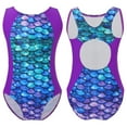 thumbnail image 1 of iiniim Mermaid Swimwear for Kids Girls Athletic One Piece Bathing Suit Racer Biketard Swimming A Purple 6, 1 of 7