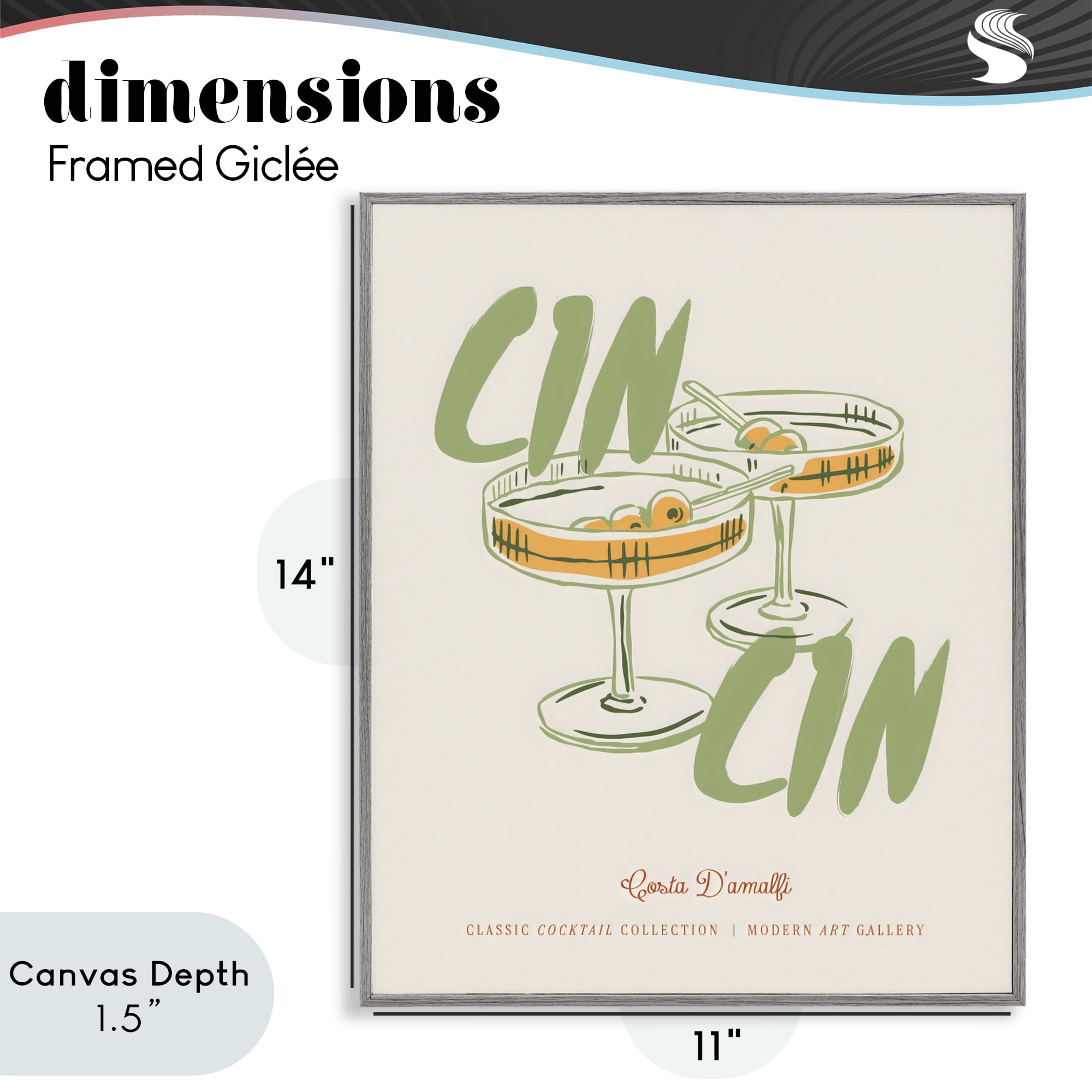 Stupell Industries Cin Cin Amalfi Cocktail Gray Framed Giclee Art, design by The Prints Vibe