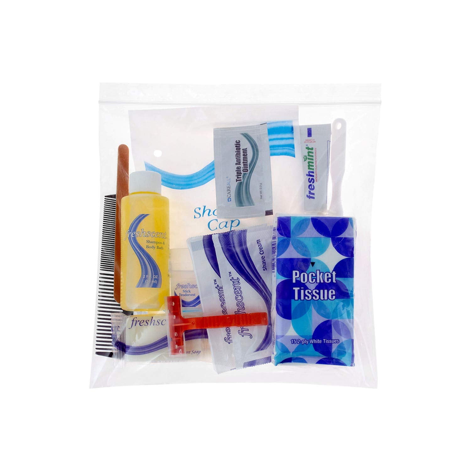 24 Kits Bulk Case of Wholesale Deluxe 15 Piece Hygiene & Toiletry Kit