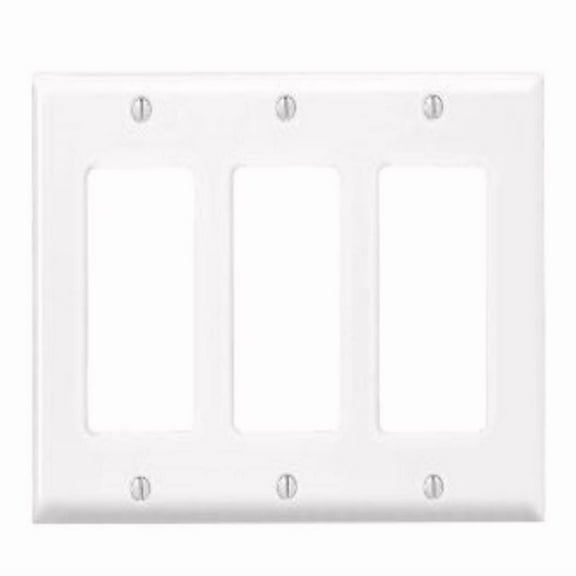 Leviton 3000484 protective Powder Coated 3 Gang Thermoset Plastic Decora Wall Plate, White