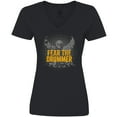 thumbnail image 3 of Inktastic Drum Music Fear the Drummer Women's V-Neck T-Shirt, 3 of 5