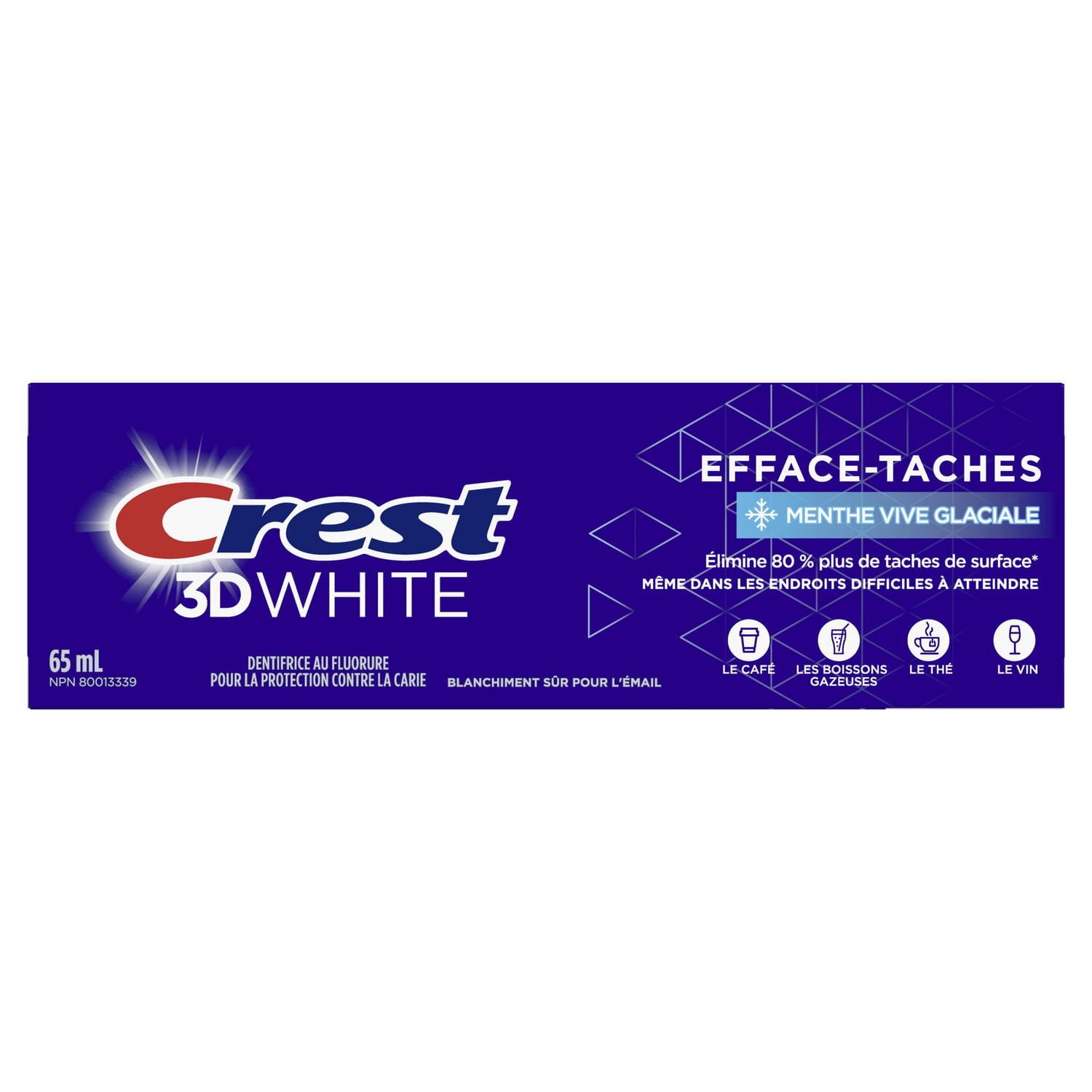 Crest 3D White Stain Eraser Teeth Whitening Toothpaste, Icy Clean Mint, 65 ml