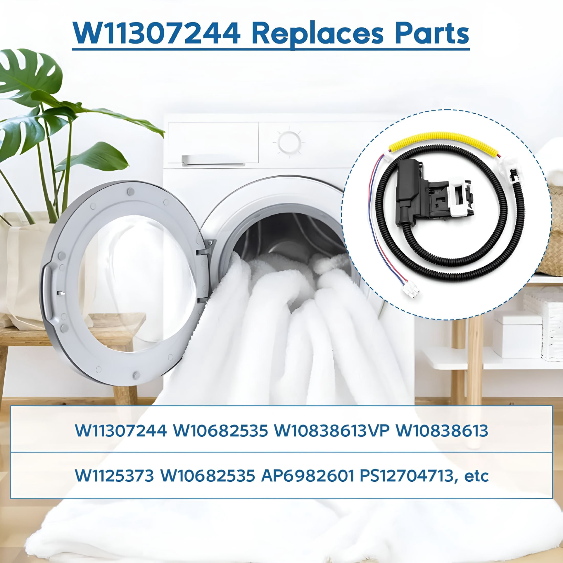HIBIBUD 2026 New Upgraded Washer Lid Lock Switch Assembly, Replaces W11307244, W10682535, W10838613, W11253733, Ps12704713 for Washer,Home Laundry