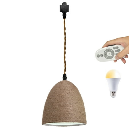 

Kiven H Track Pendant Lightning with Remote Control 1-Light Dimmable Modern H Track Lighting Rattan Pendant Lights for Bedroom Kitchen Home Lighting E26 Socket